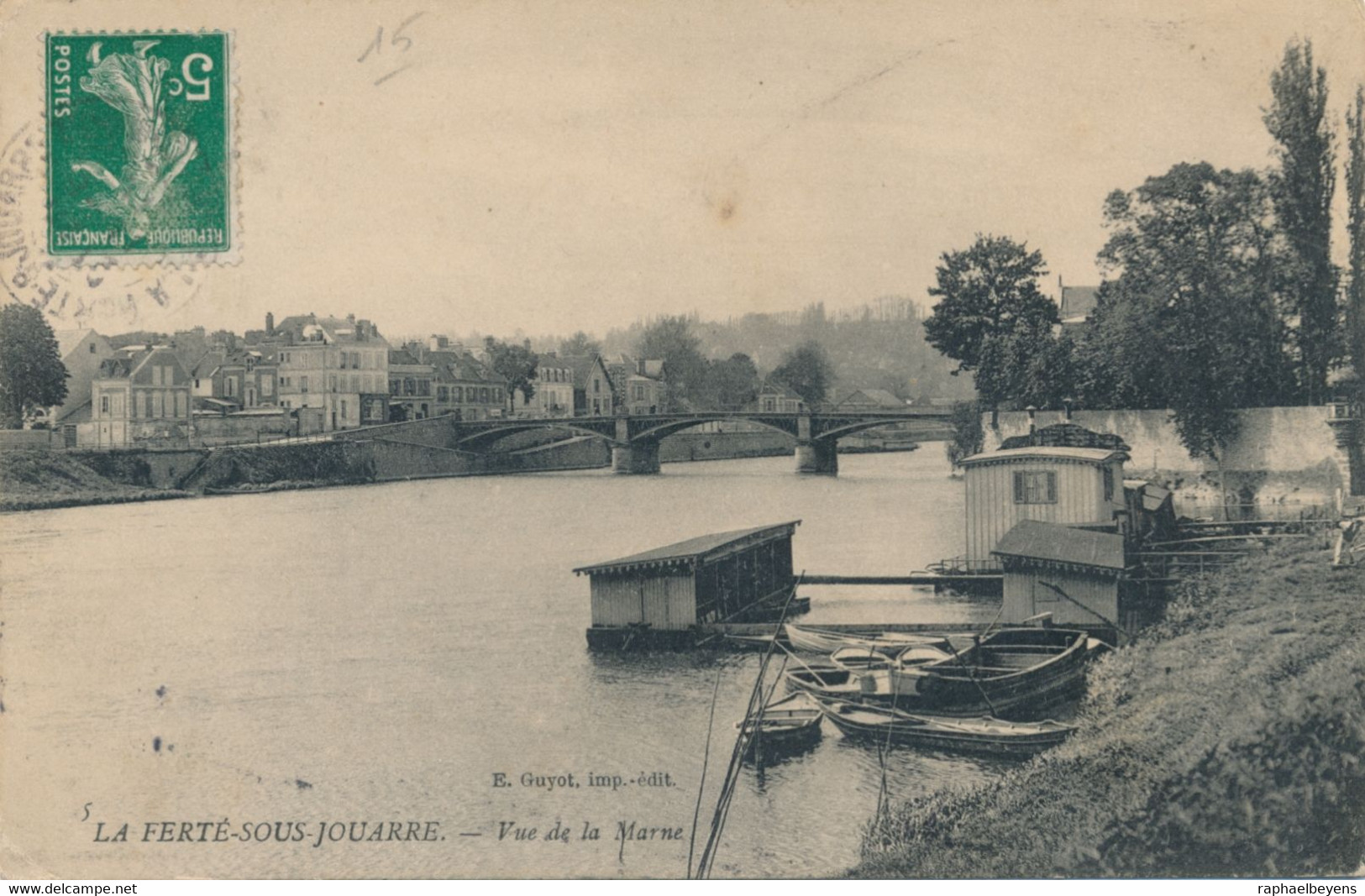 CPA circulée tampon timbre La ferte-sous-jouarre vue de la Marne