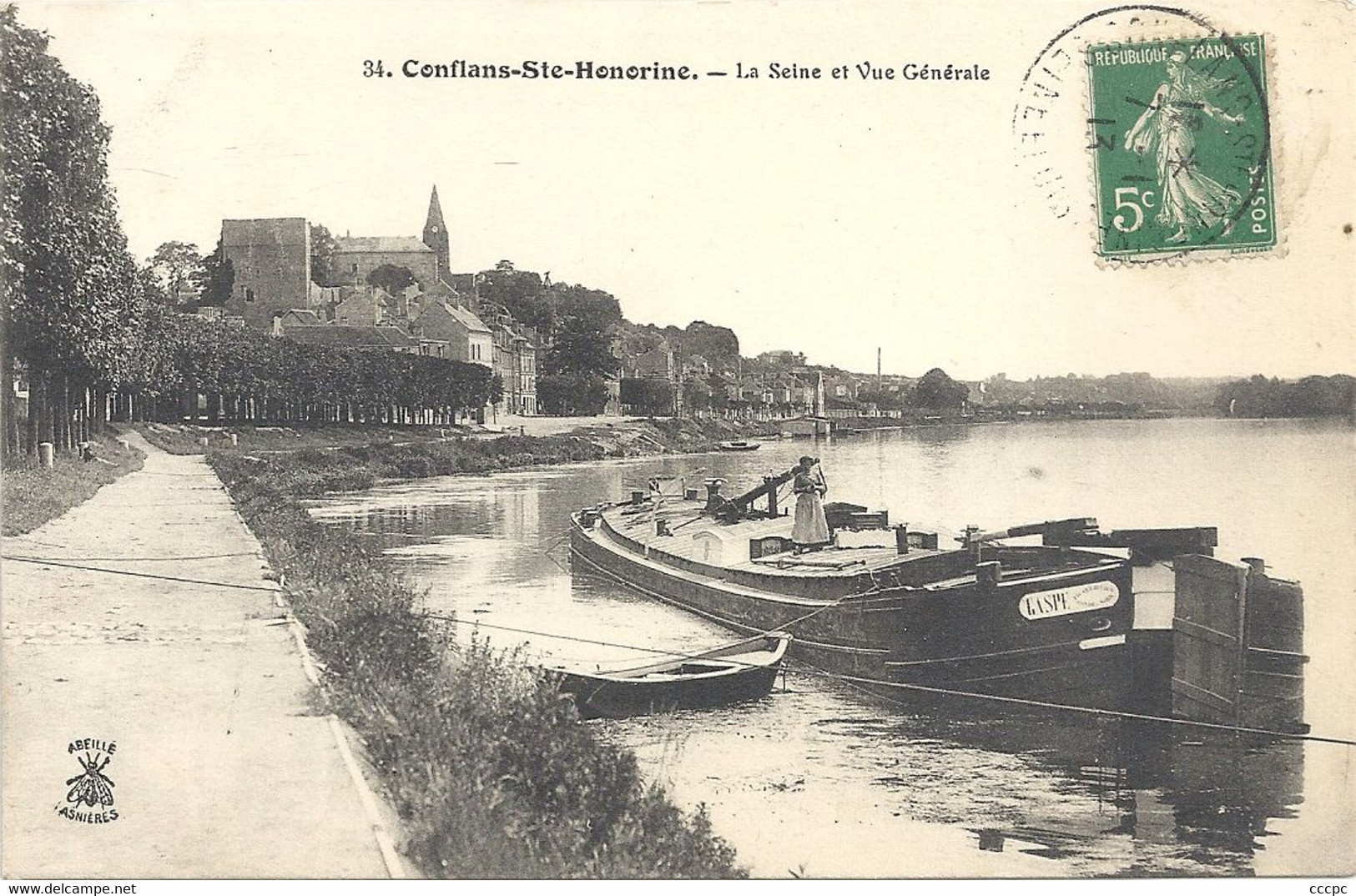 CPA Conflans-Saint-Honorine La Seine et Vue générale - péniche