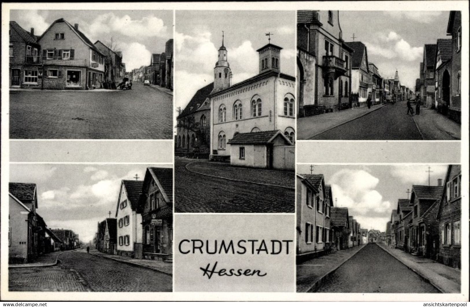 CPA Crumstadt Riedstadt Hessen, Straßenpartie, Rathaus, Lebensmittelgeschäft