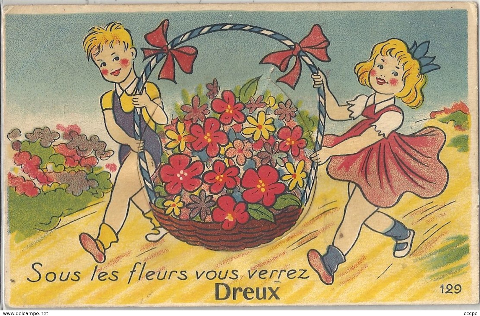 CPA Dreux Sous les Fleurs vous verrez Dreux carte système