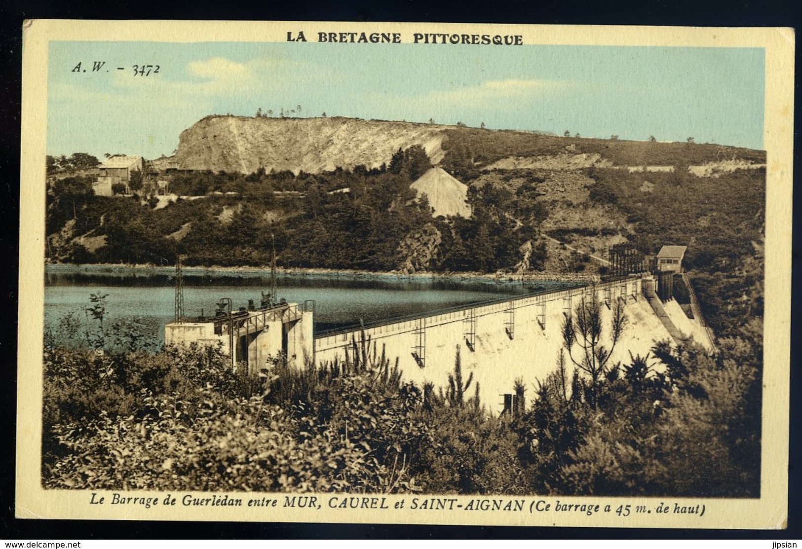 cpa du 22 entre Mur , Caurel et Saint Aignan le  barrage de Guerlédan  JIP74