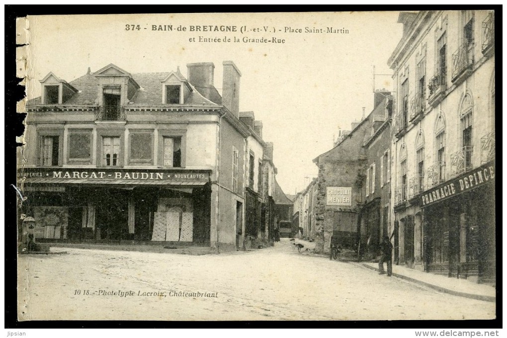 cpa du 35 Bain de Bretagne  Place Saint Martin et Entrée de la Grande Rue    AG15 25