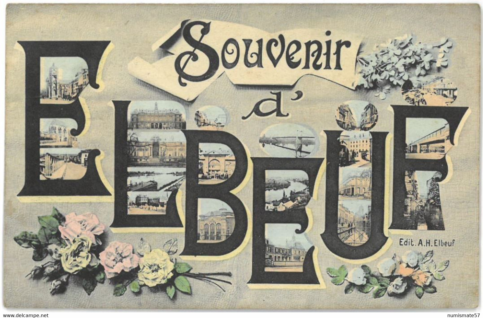 CPA ELBEUF - Souvenir - Multi Vues - Ed. A.H. Elbeuf - Année 1906