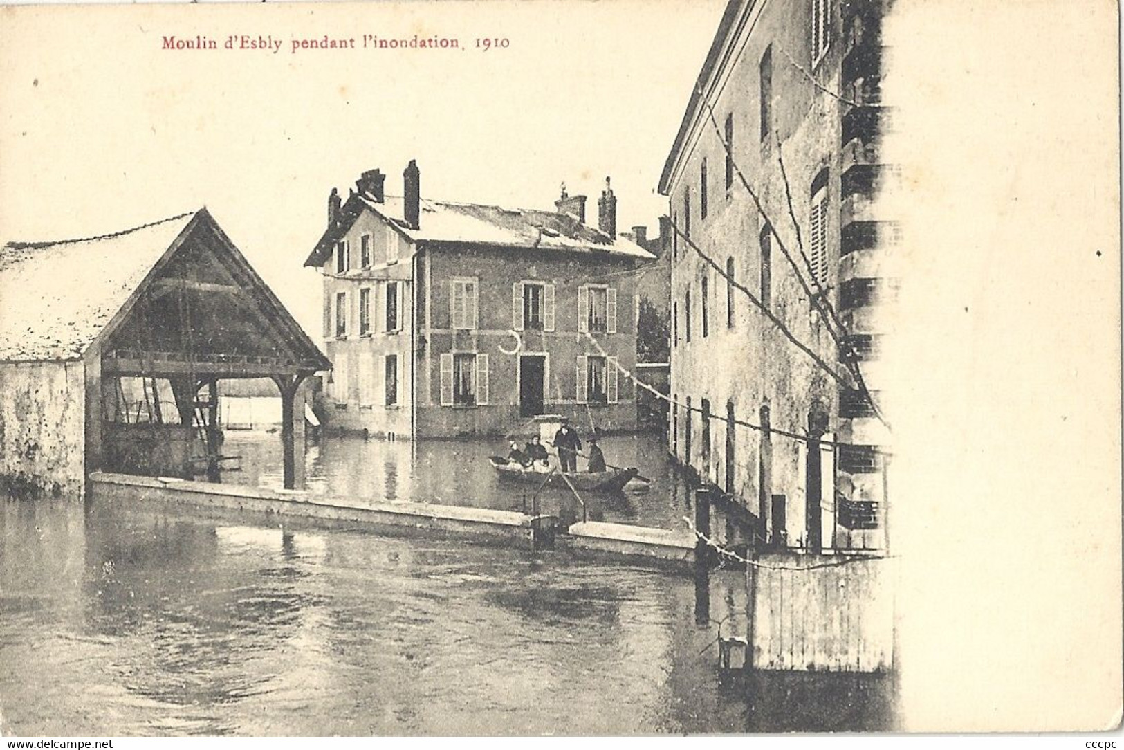 CPA Esbly Moulin d'Esbly pendant l'inondation 1910