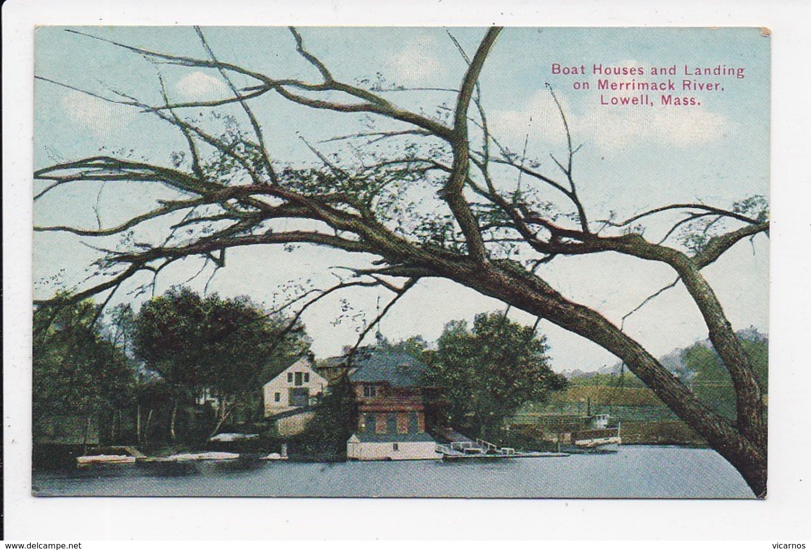 CPA ETATS UNIS  LOWELL Boat Houses and Landing on Merrimack River