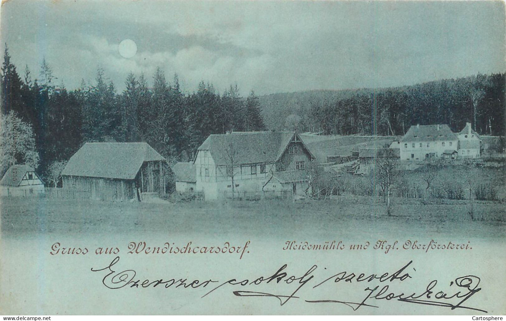 CPA Europe > Allemagne > Saxe > Rabenau Karsdorf Gruss aus Wendischcarsdorf Heidemuhle Oberforsterei Moulin