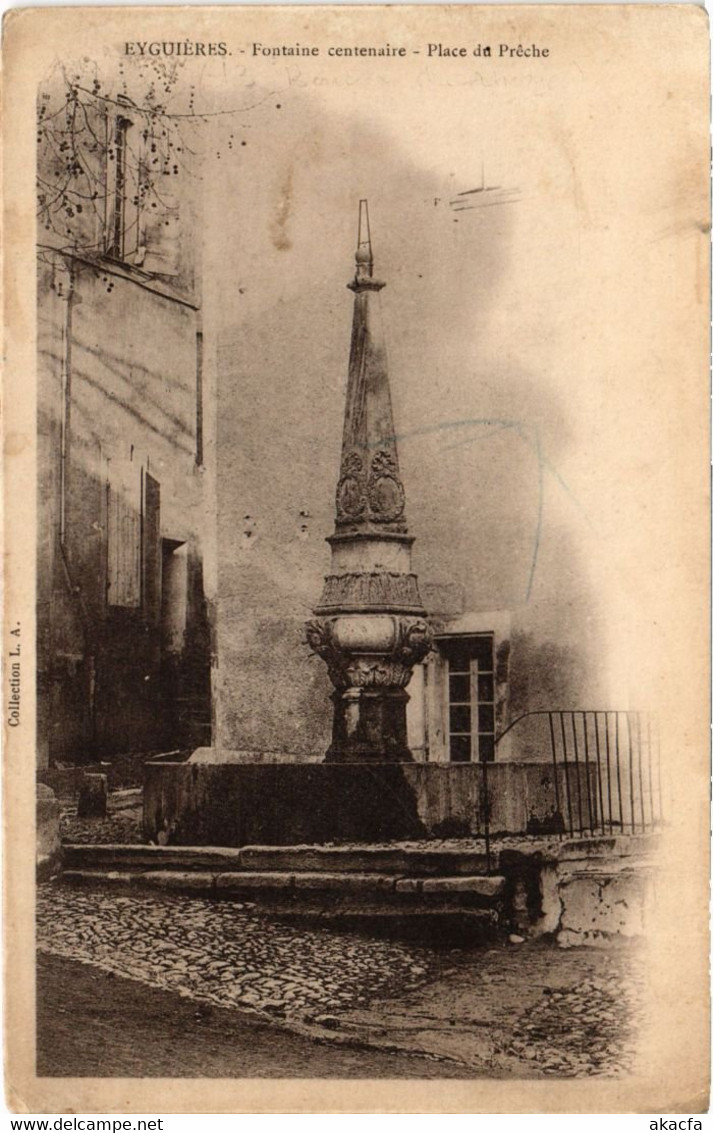 CPA EYGUIERES Fontaine Centenaire - Place du Preche (1259286)