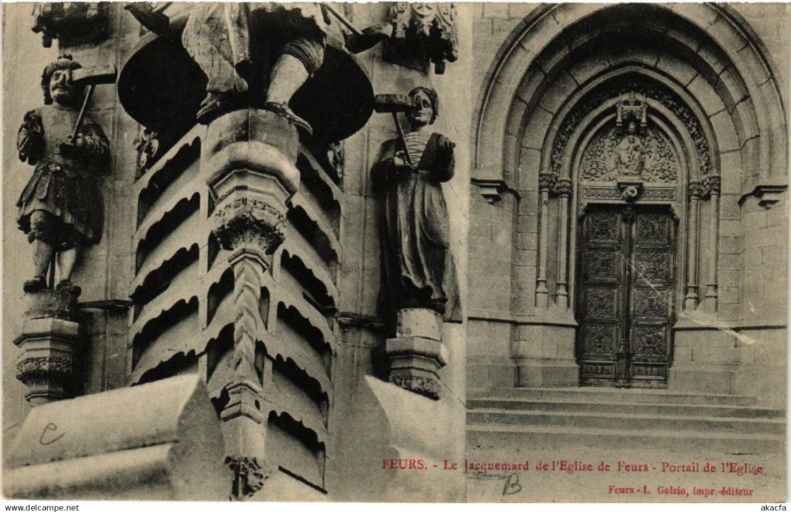 CPA FEURS - Le Jacquemard de l'Église de FEURS - Portail de l'Église (510138)