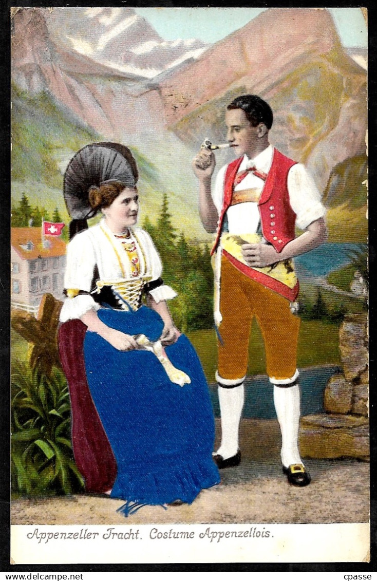 CPA gaufrée avec tissu - Costume Appenzellois - Appenzeller Tracht - Suisse AI - APPENZELL