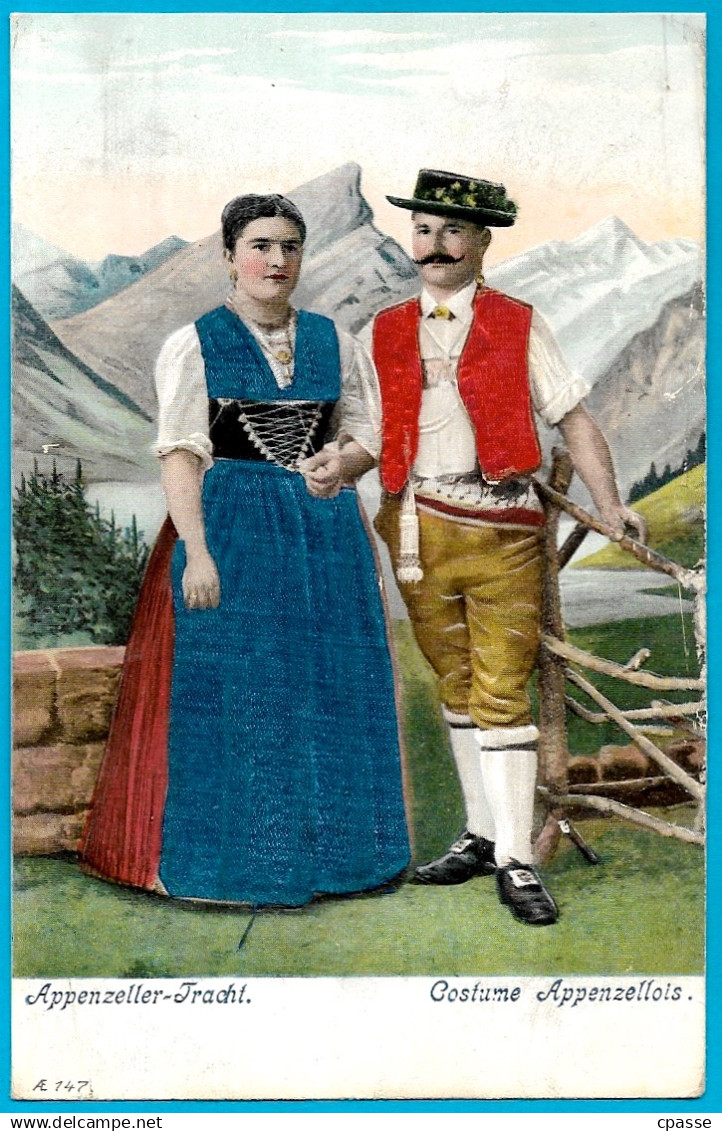 CPA gaufrée avec tissu - Costume Appenzellois - Appenzeller Tracht - Suisse AI - APPENZELL