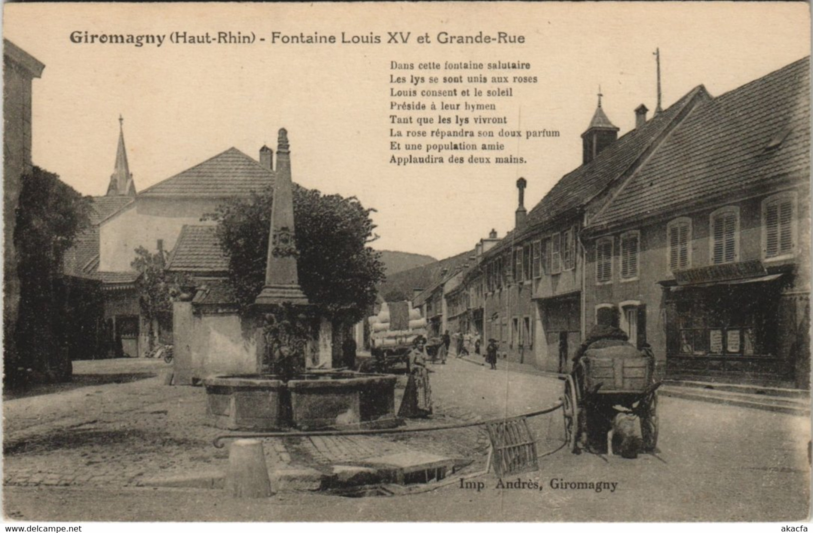 CPA GIROMAGNY - Fontaine Louis XV et Grande Rue (142581)