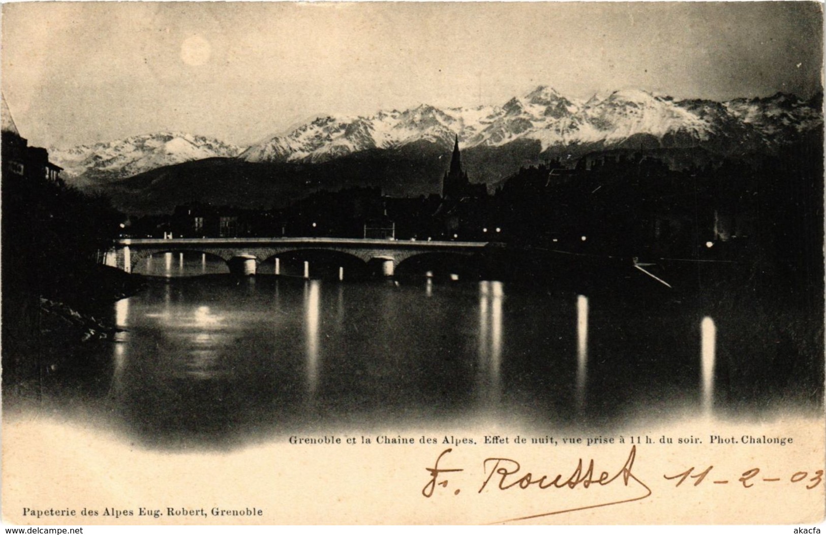 CPA Grenoble - Grenoble et la Chaine des Alpes - Effet de Nuit FRANCE (961461)