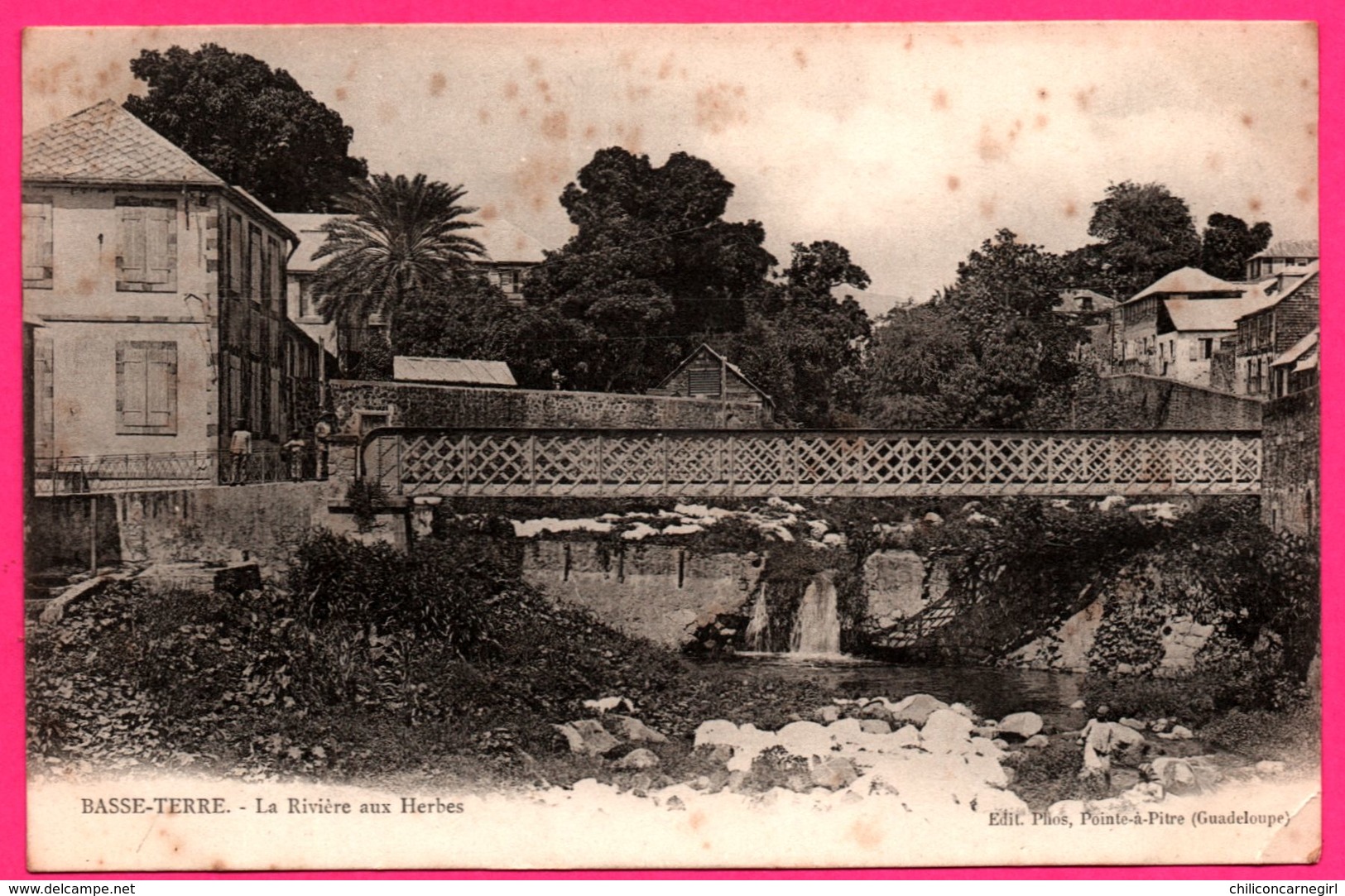 Cpa - Guadeloupe - Basse Terre - La Rivière aux Herbes - Animée - Edit. PHOS