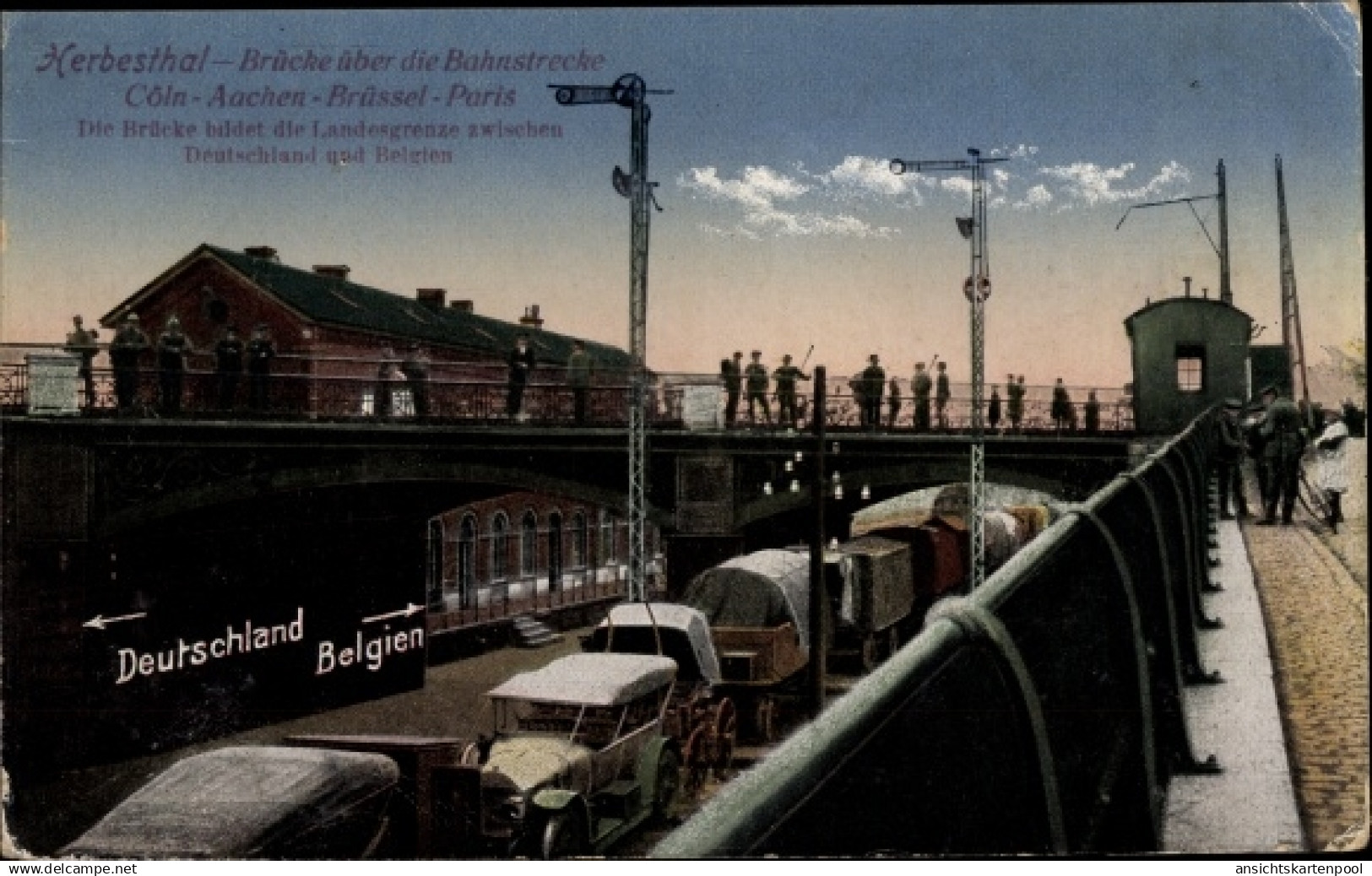 CPA Herbesthal Lontzen Wallonien Lüttich, Brücke über die Bahnstrecke Köln-Aachen-Brüssel-Paris