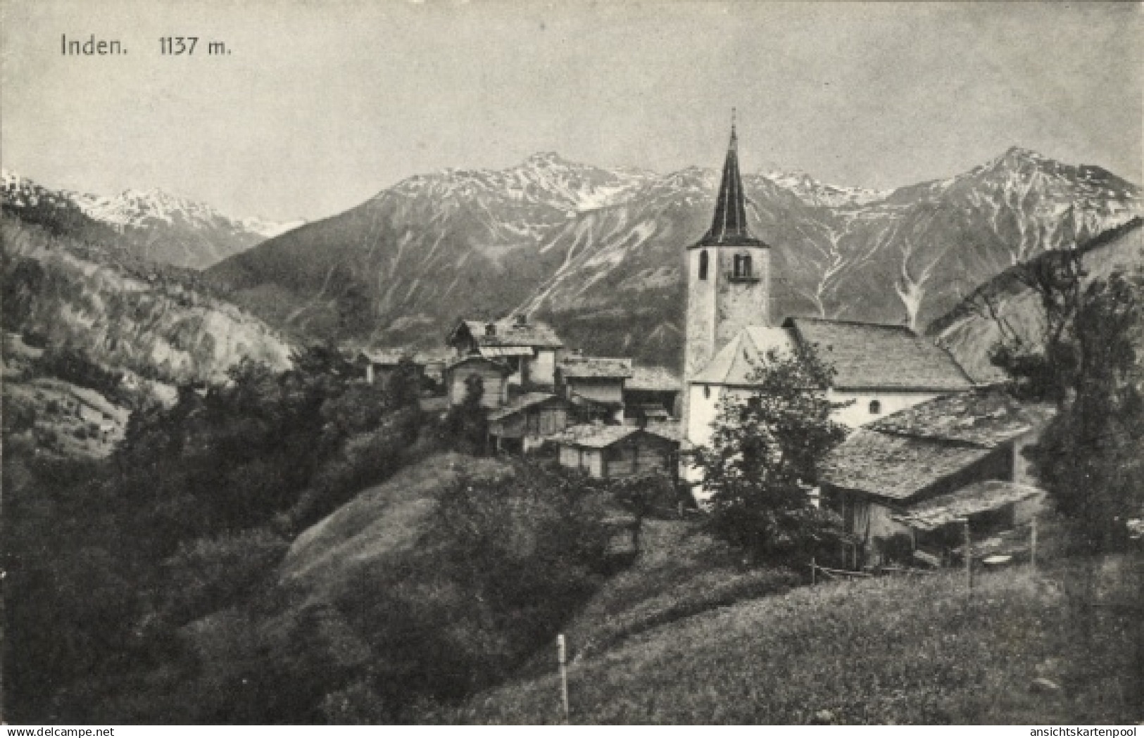 CPA Inden Kanton Wallis Schweiz, Gesamtansicht, Kirche