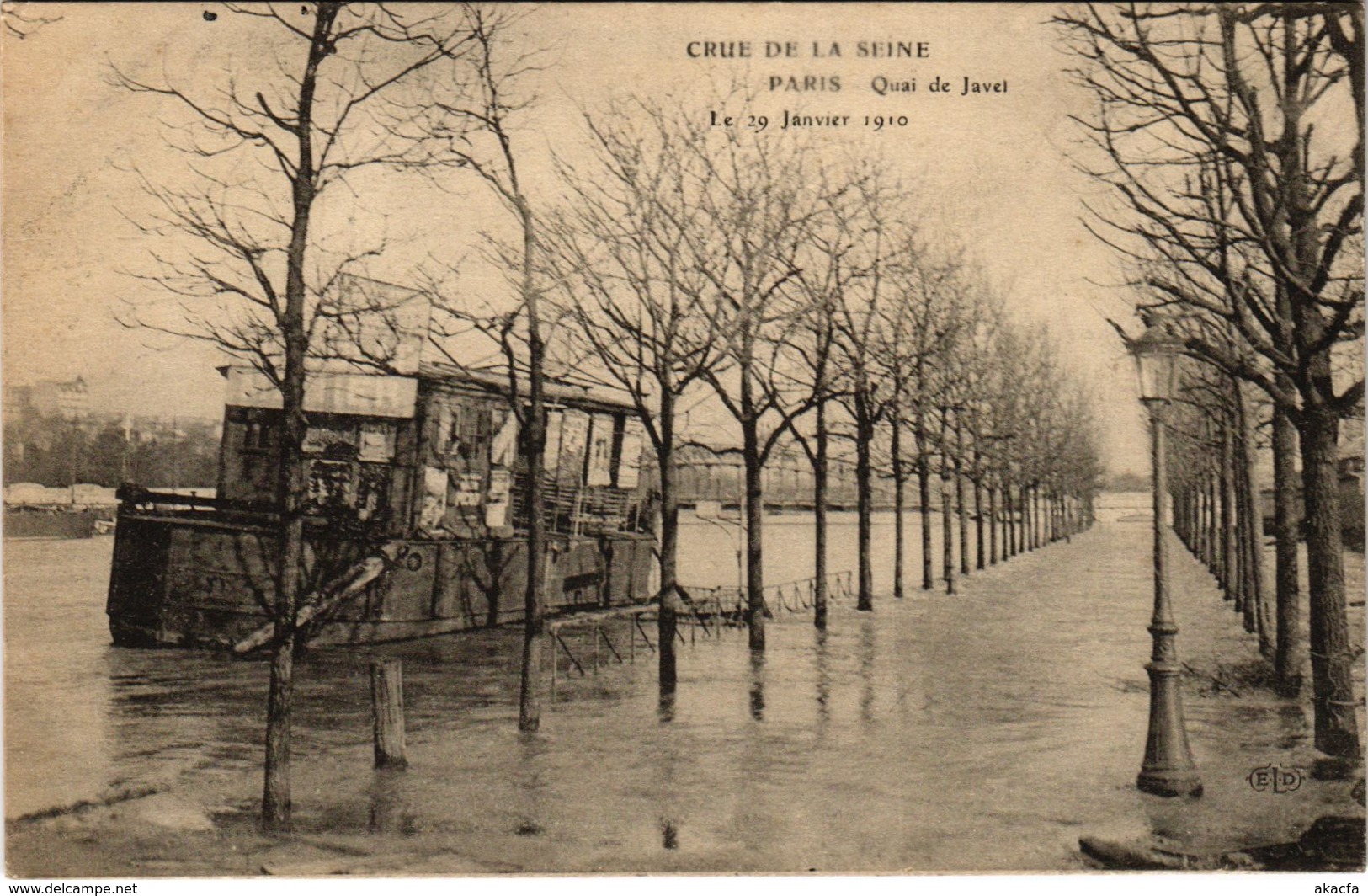 CPA Inondations PARIS 1910 Quai de Javel (970910)