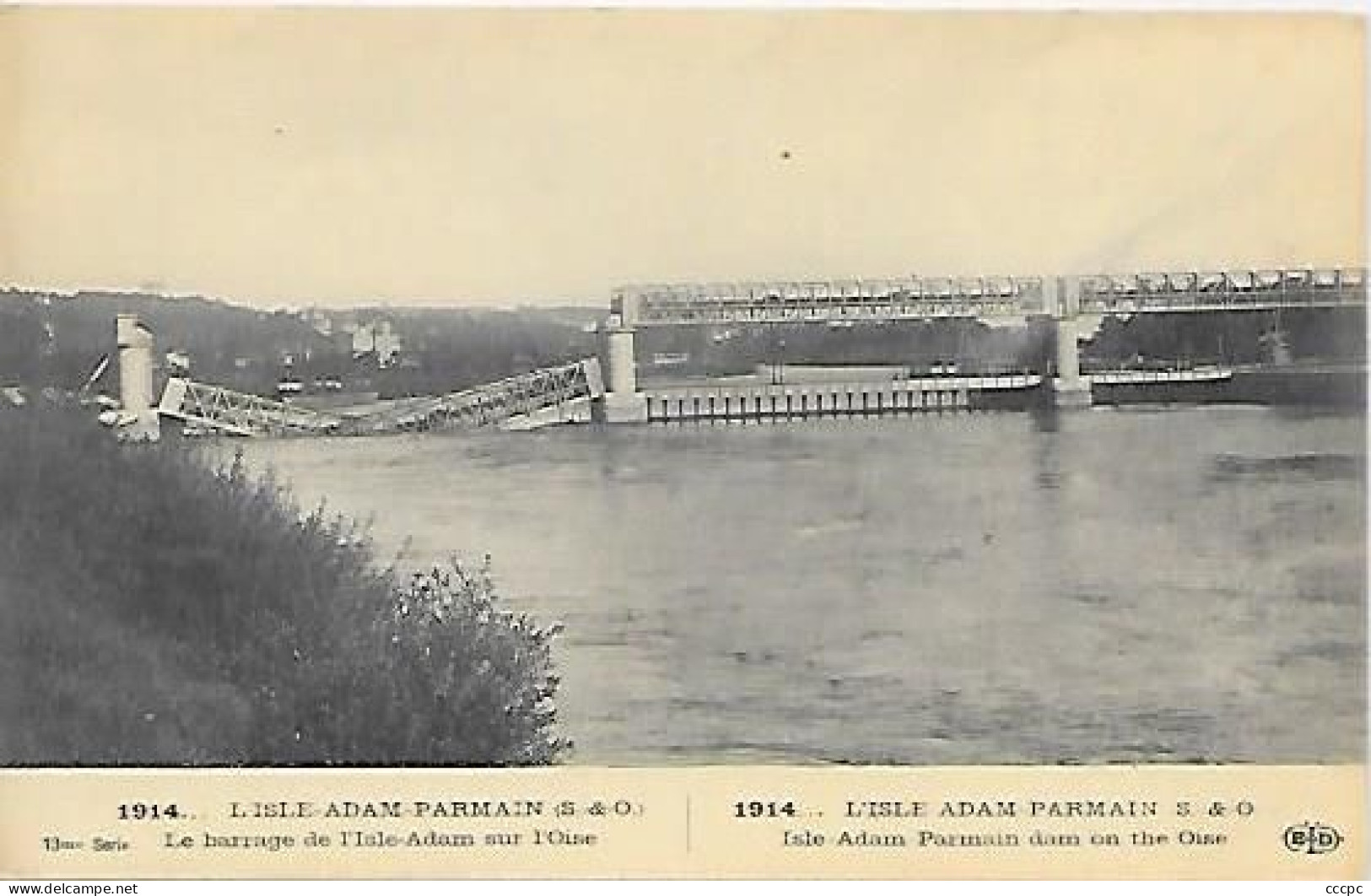 CPA Isle-Adam Le Barrage de l'Isle-Adam sur l'Oise en 1914