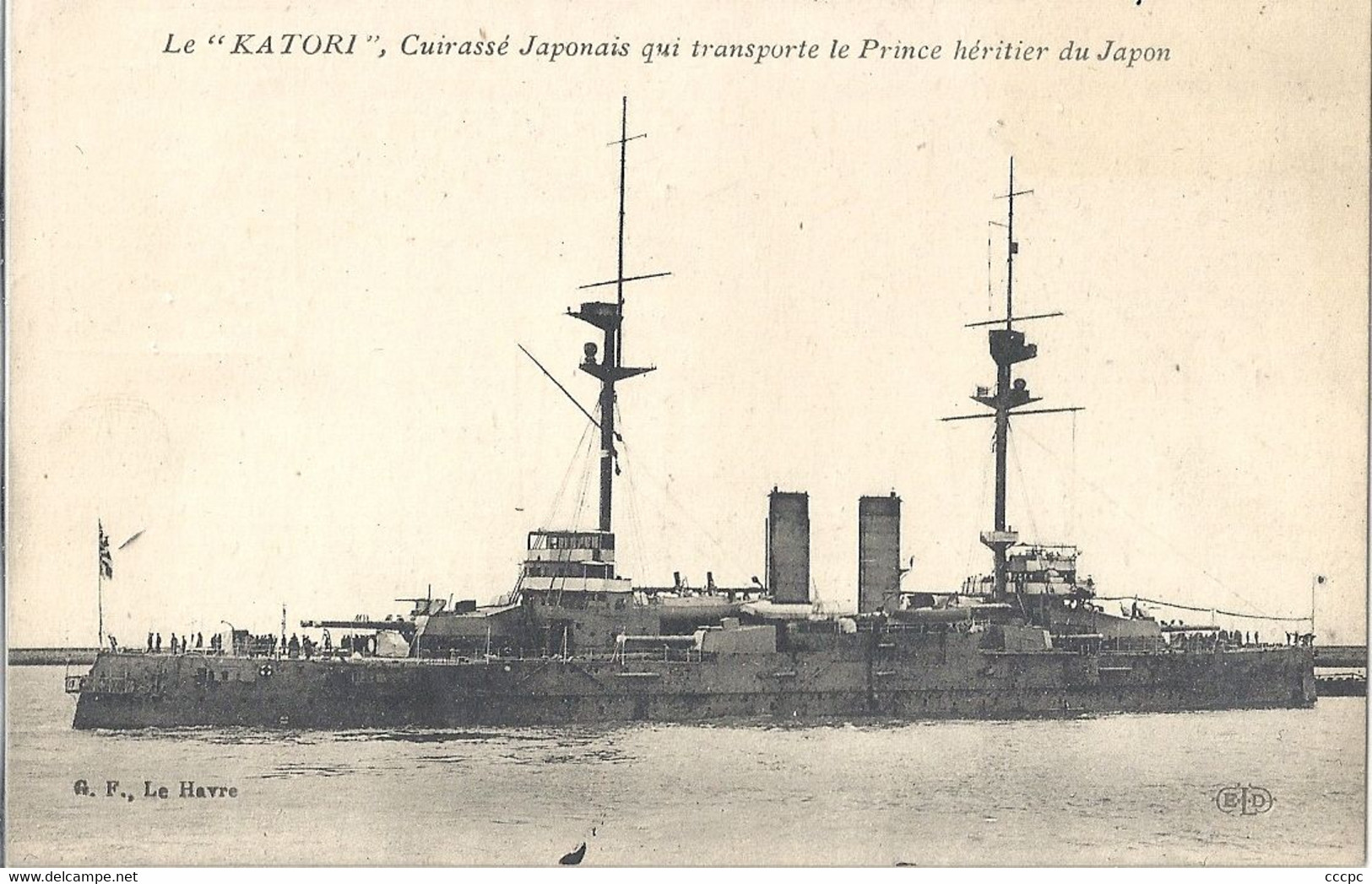 CPA Japon Marine Cuirassé Japonais Le Katori qui transporte le Prince héritier du Japon