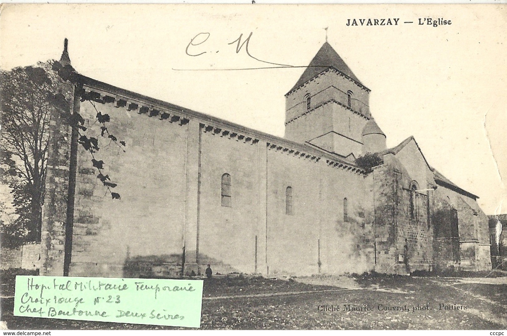 CPA Javarzay l'Eglise Chef-Boutonne Cachet Militaire