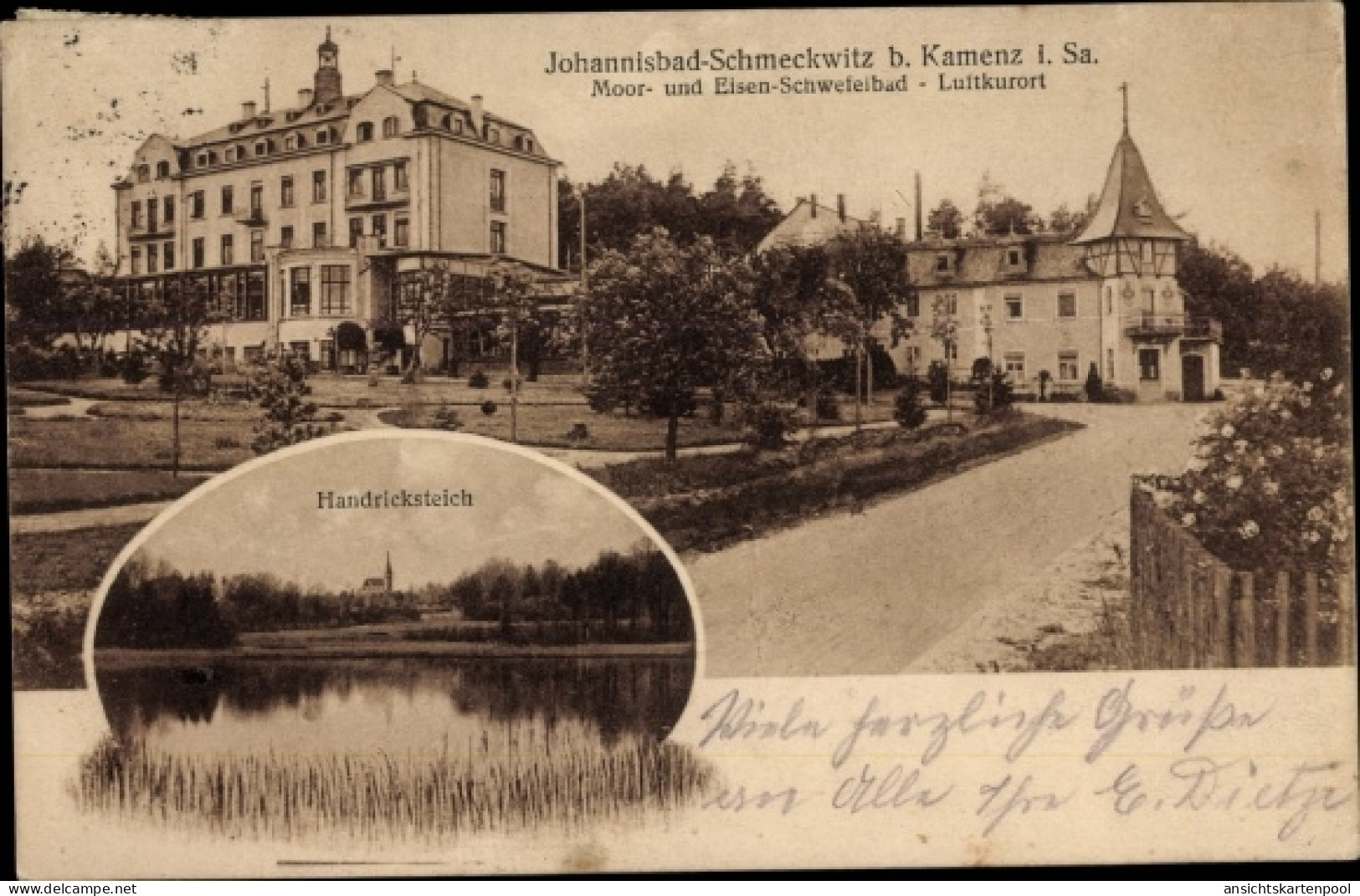 CPA Johannisbad Schmeckwitz Oberlausitz, Moor- und Eisen-Schwefelbad, Hendricksteich