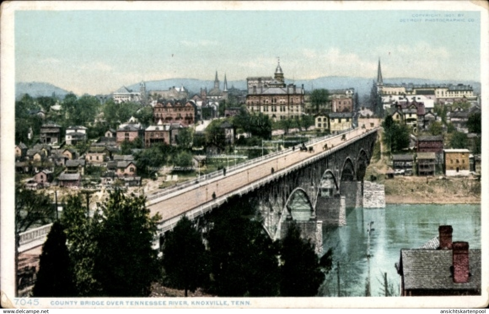 CPA Knoxville Tennessee USA, County Bridge über den Tennessee River