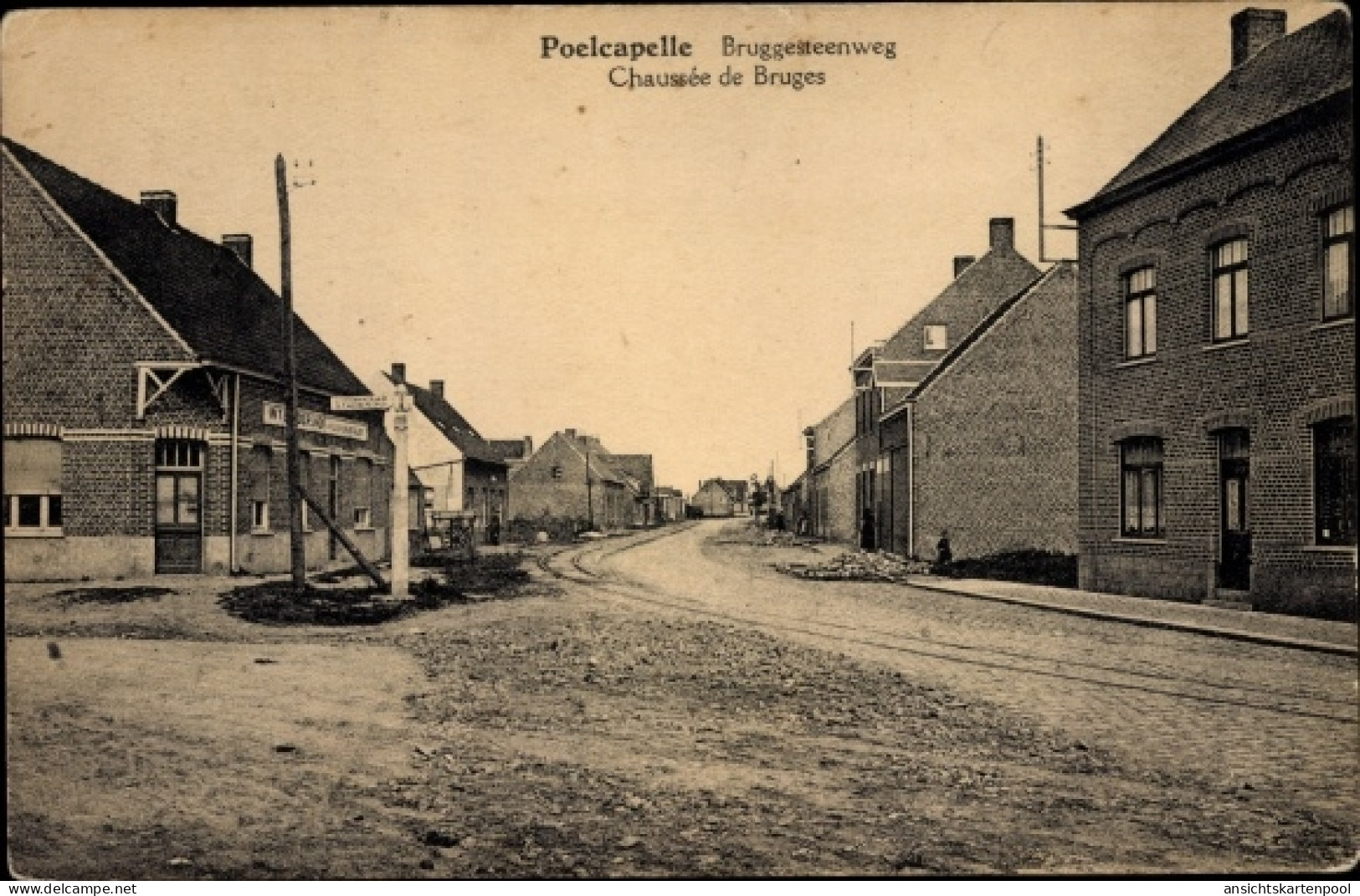 CPA Langemark Poelkapelle Westflandern, Bruggesteenweg