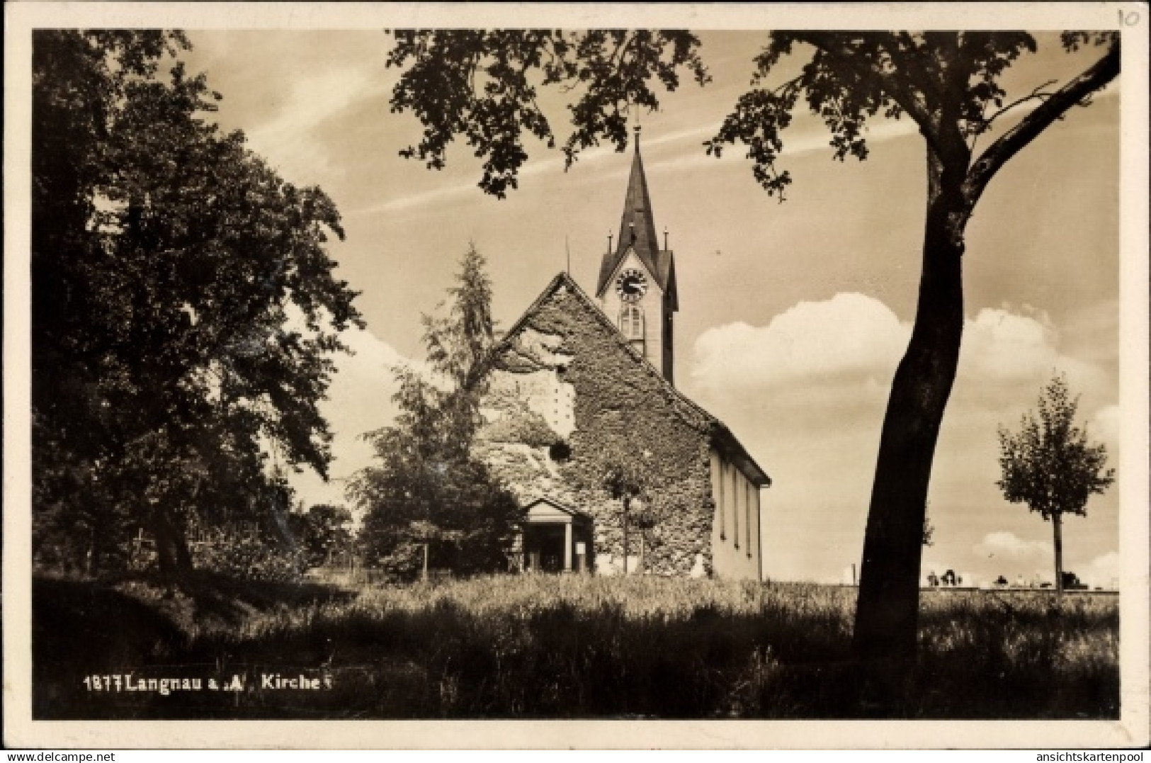 CPA Langnau am Albis Kanton Zürich, Kirche, Landschaft