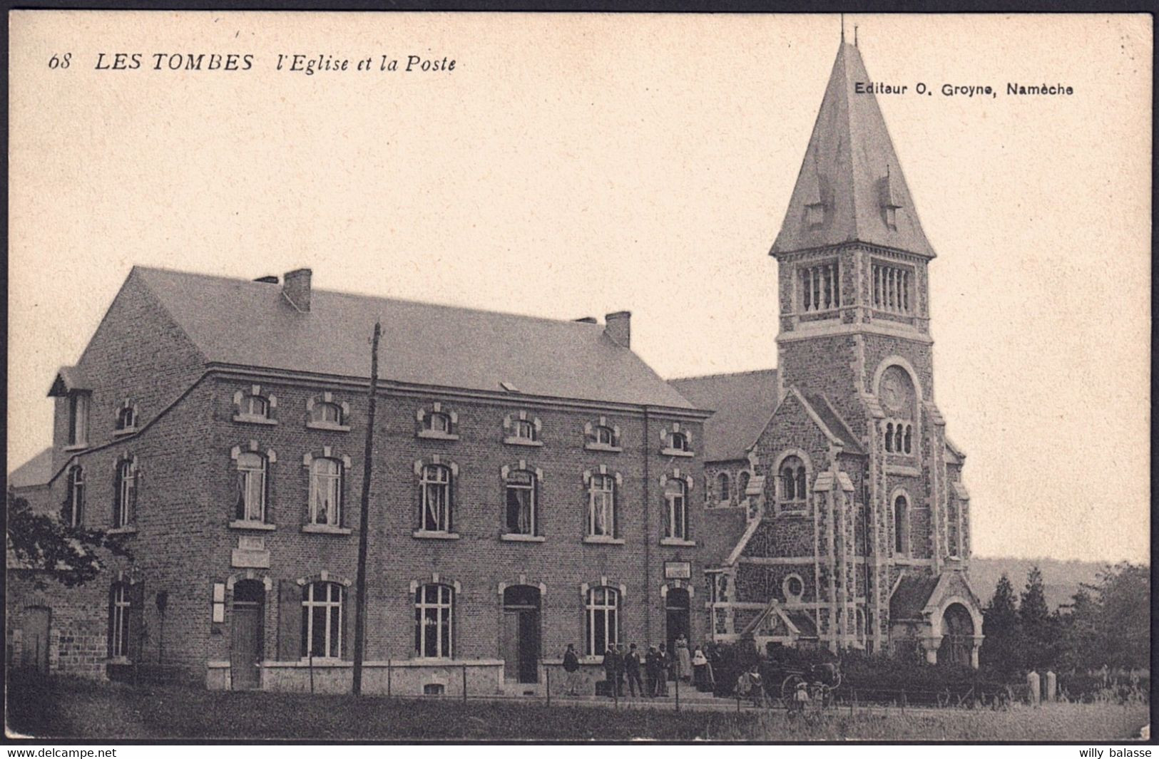 +++ CPA - LES TOMBES - FAULX LES TOMBES - Gesves - Eglise et Poste  //