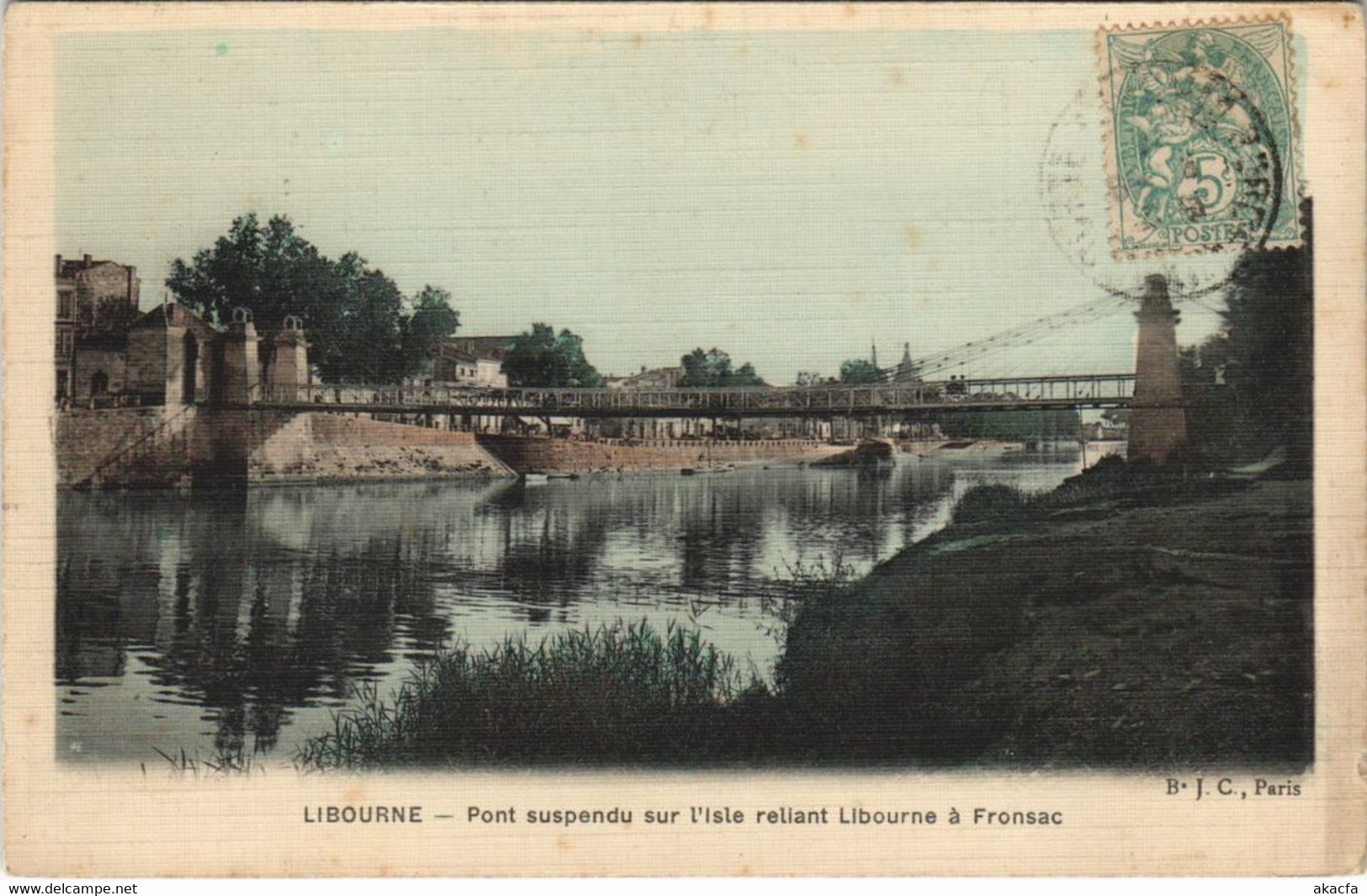 CPA LIBOURNE-Pont suspendu sur l'Isle reliant LIBOURNE a FRONSAC (28552)