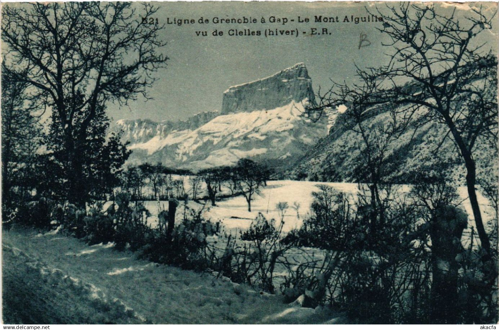 CPA Ligne de GRENOBLE a GAP - Le Mont AIGUILLE vu de CLELLES (hiver) (583856)