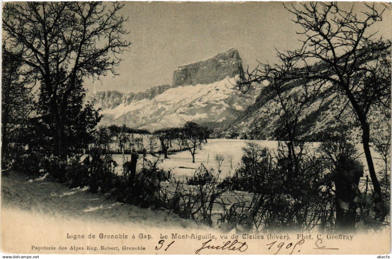 CPA Ligne de GRENOBLE a GAP - Le Mont-AIGUILLE vu de CLELLES (hiver) (583873)