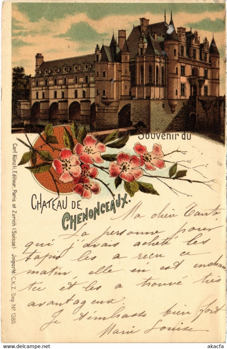 CPA LITHO Chateau de CHENONCEAUX - Souvenir (987739)