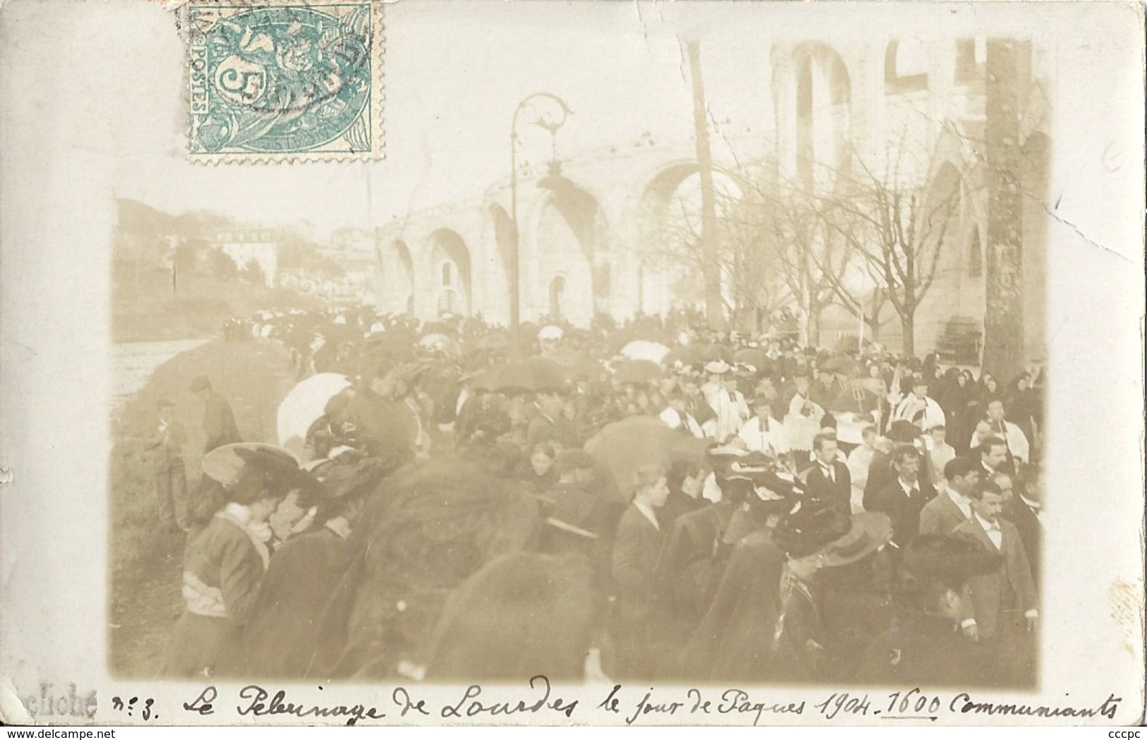 CPA Lourdes carte photo Pélerinage de Lourdes le jour de Pâques 1904 - 1600 communiants