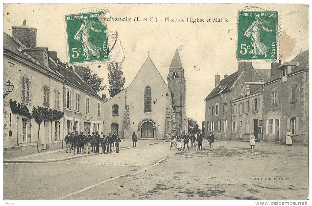 CPA Marchenoir Place de l'Eglise et Mairie