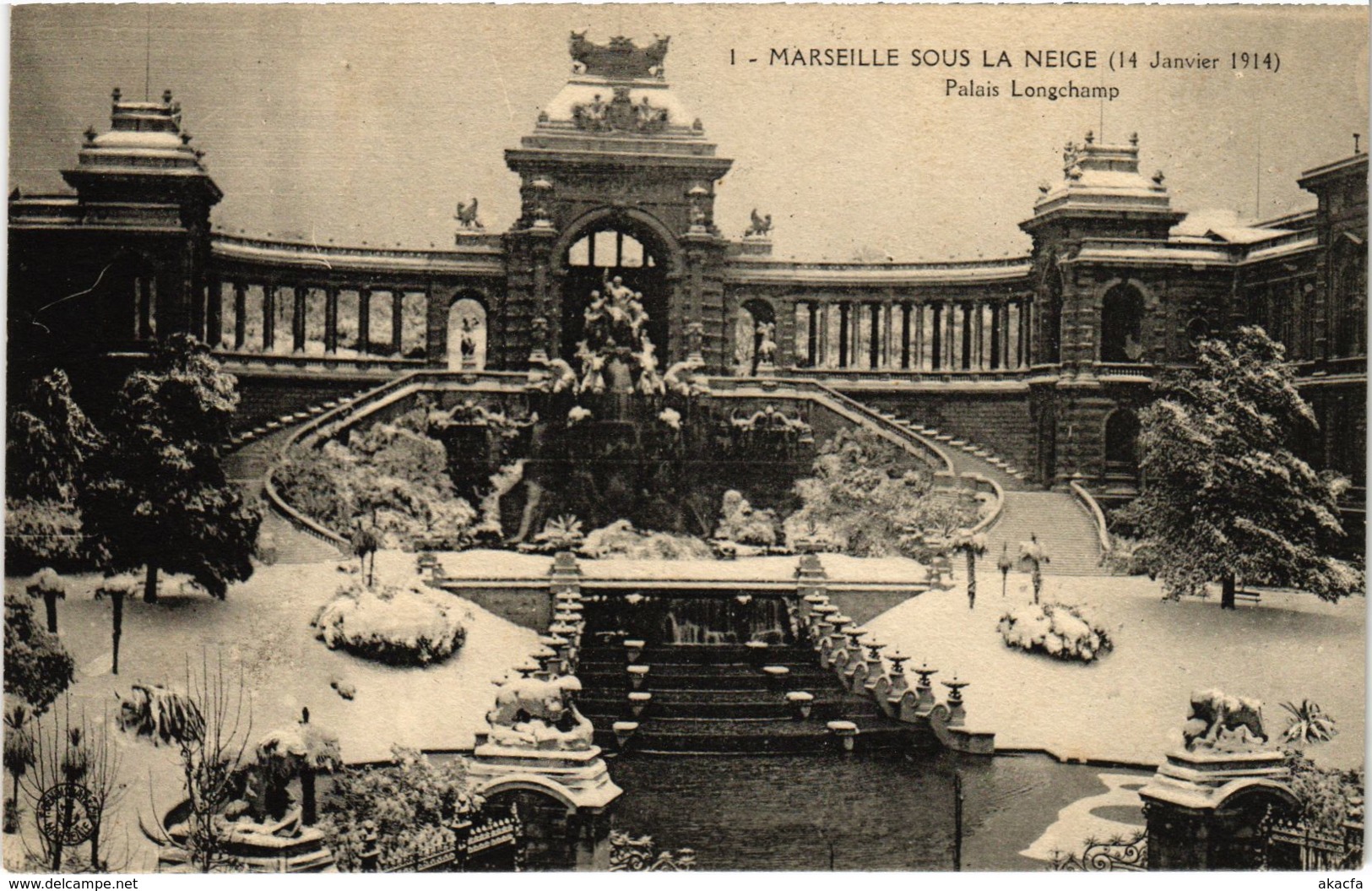 CPA MARSEILLE - Sous La Neige (14 Janvier 1914) Palais Longchamp (986624)