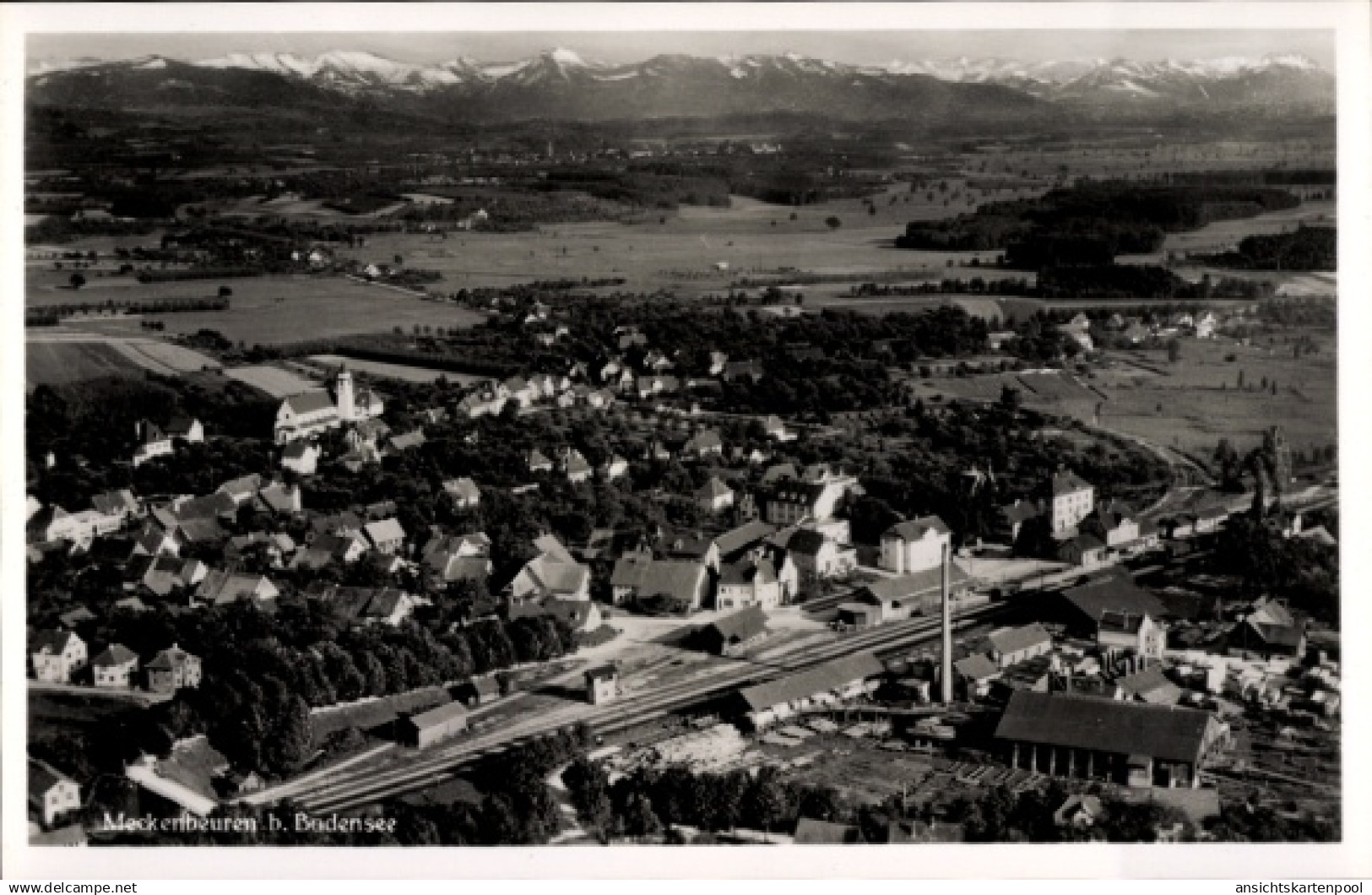 CPA Meckenbeuren in Oberschwaben Württemberg, Fliegeraufnahme