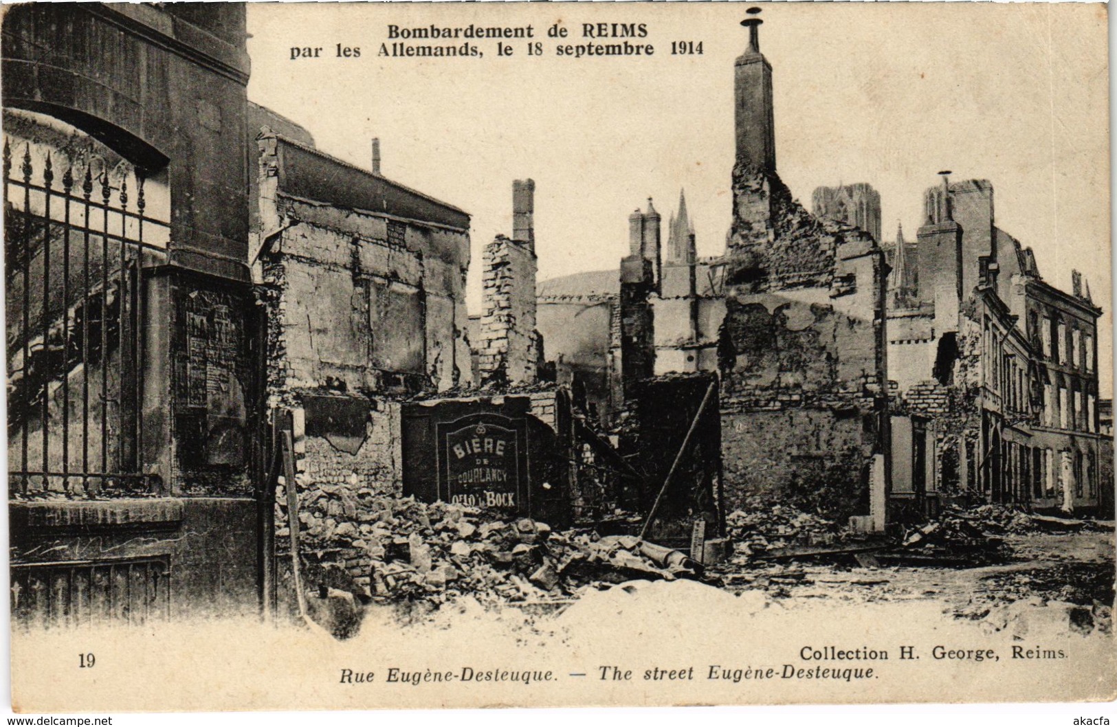 CPA Militaire - Bombardement de REIMS - Rue Eugene-Desteuque (91787)