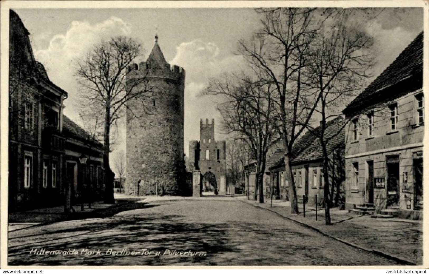 CPA Mittenwalde Mark, Blick auf das Berliner Tor und den Pulverturm