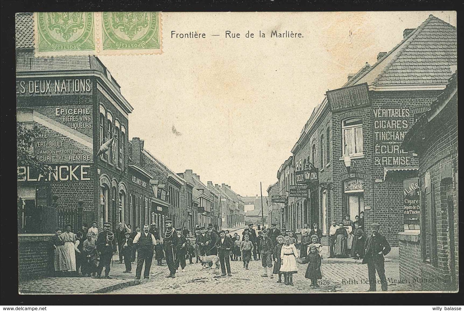 +++ CPA - MOUSCRON - MOESKROEN - Frontière - - Rue de la Marlière - Café - Estaminet - Carte animée  //