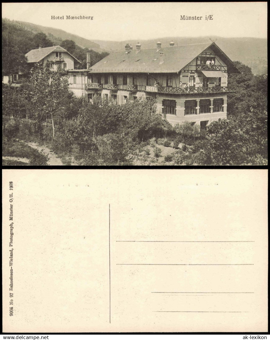 CPA Münster (Elsass) Munster (Haut-Rhin) Hotel Monchberg 1911  Elsaß Hute Rhin