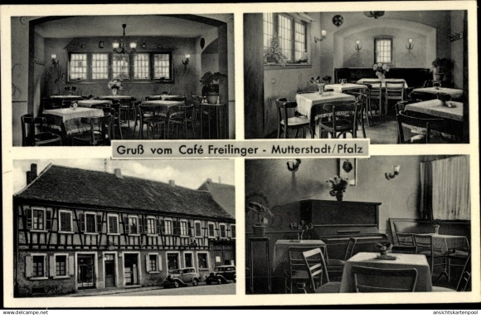 CPA Mutterstadt in der Pfalz, Café Freilinger, Konditorei, Weinstube, Innenansicht