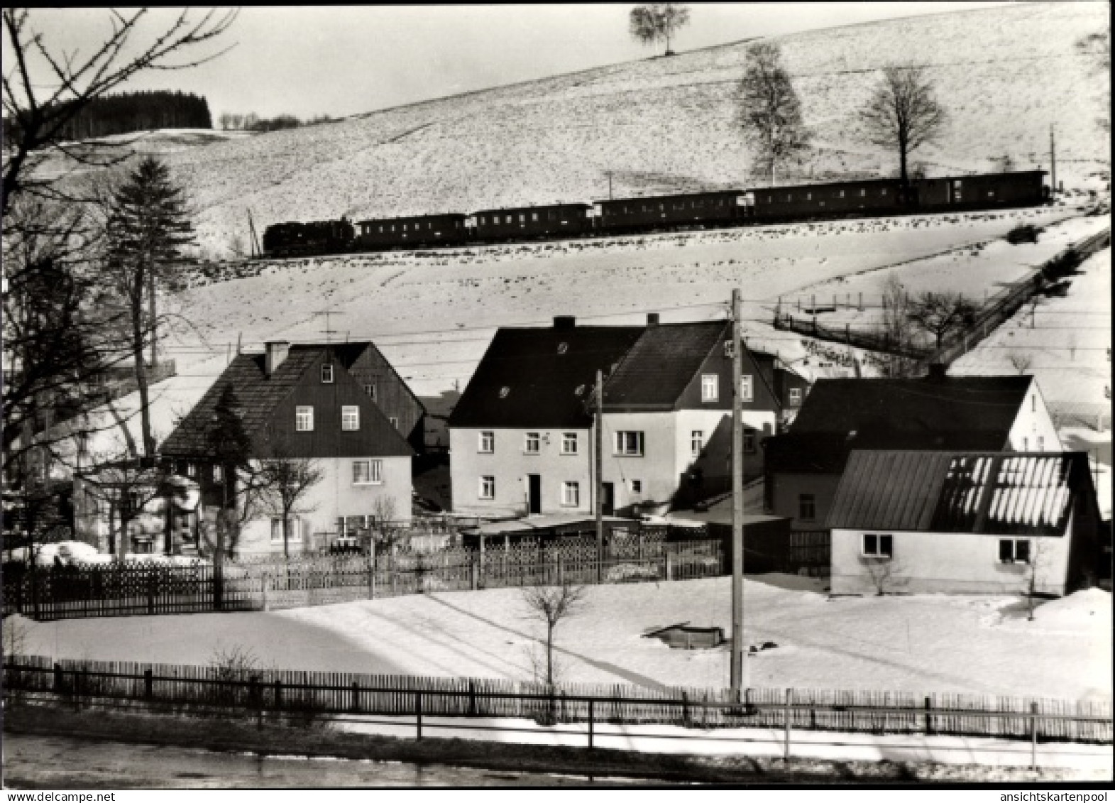 CPA Neudorf Sehmatal im Erzgebirge, Schmalspurbahn Cranzhal - Oberwiesenthal, Winter