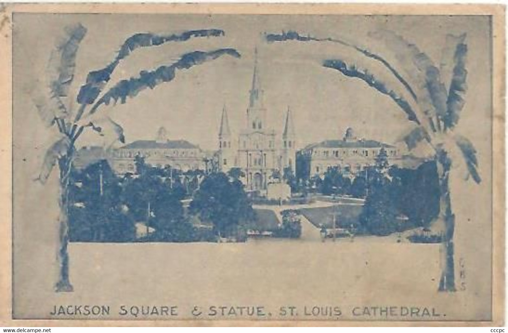 CPA New Orleans Jackson Square & statue St.Louis Cathedral