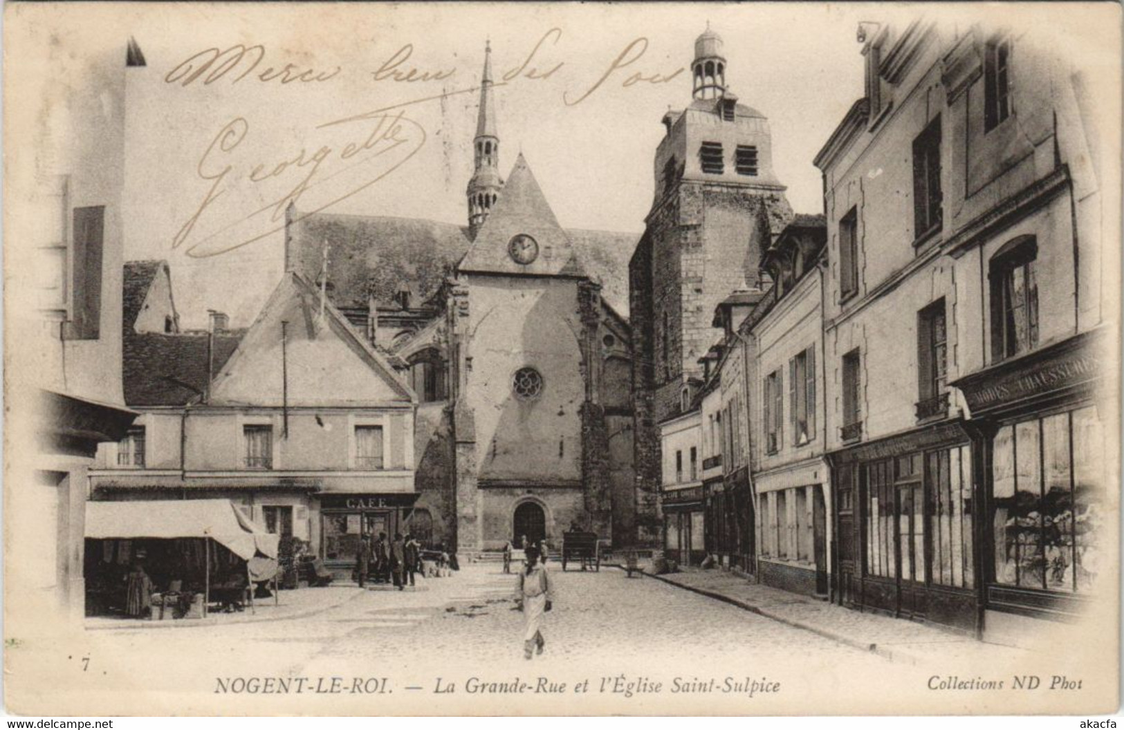 CPA NOGENT-le-ROI-La Grande Rue et l'Église St-Sulpice (28709)