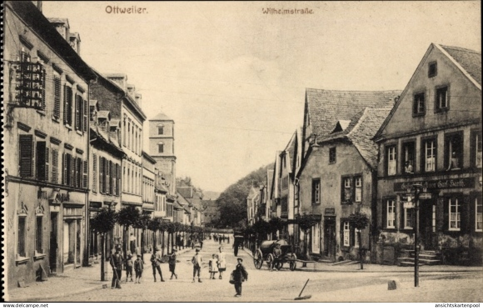 CPA Ottweiler im Kreis Neunkirchen Saarland, Wilhelmstraße, Anwohner, Gastwirtschaft Carl Harth