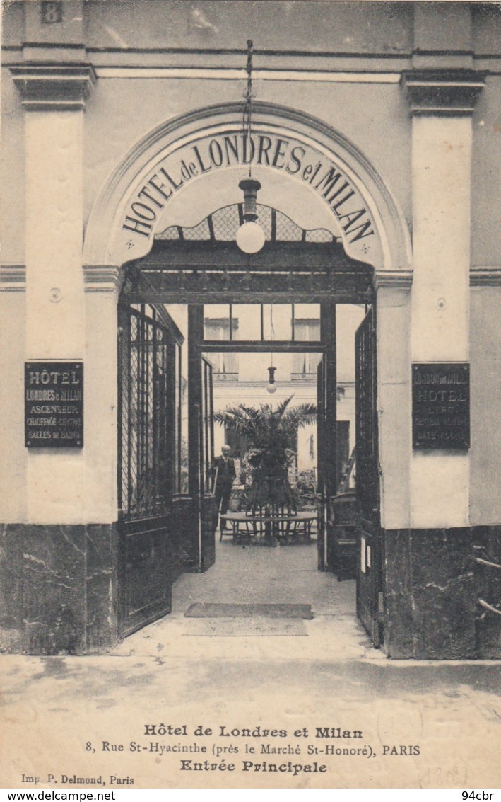 CPA (paris 1 er) PARIS 1er   HOTEL DE LONDRES ET MILAN 8 rue st hyacinthe entrée principale