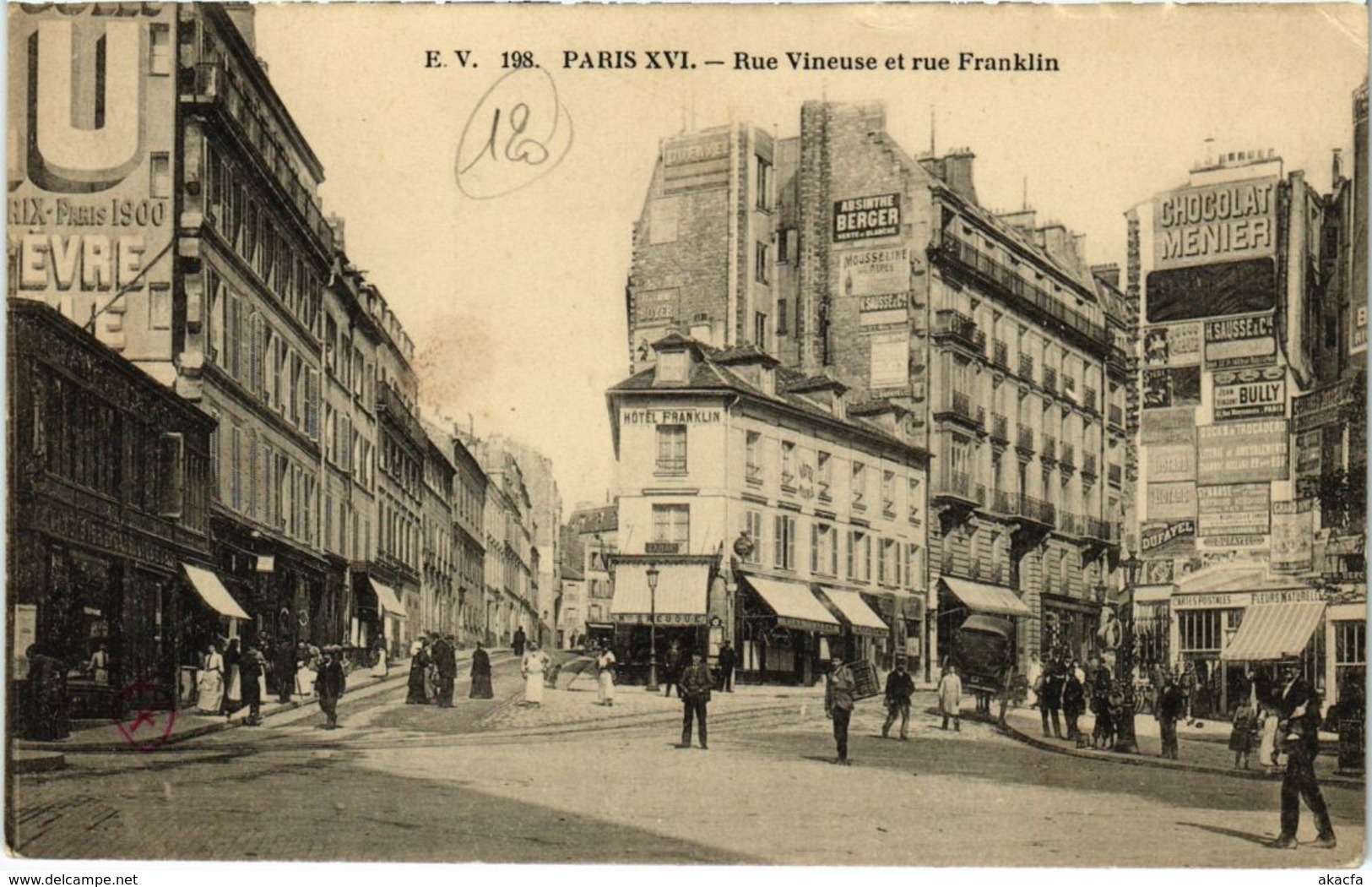 CPA PARIS 16e Rue Vineuse et rue Franklin (66640)