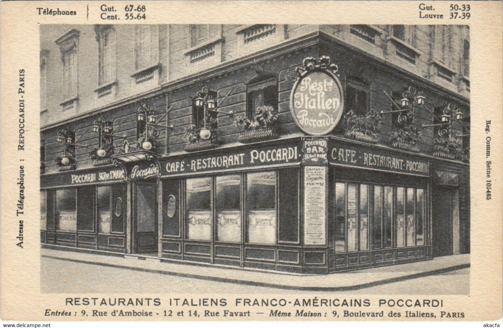 CPA PARIS 2e - Restaurants Italiens Franco-Americans Poccardi (142216)