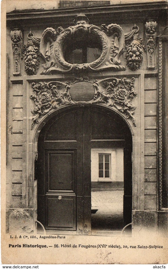 CPA Paris 6e Paris-Hotel de Fougéres, rue Saint-Sulpice (312955)