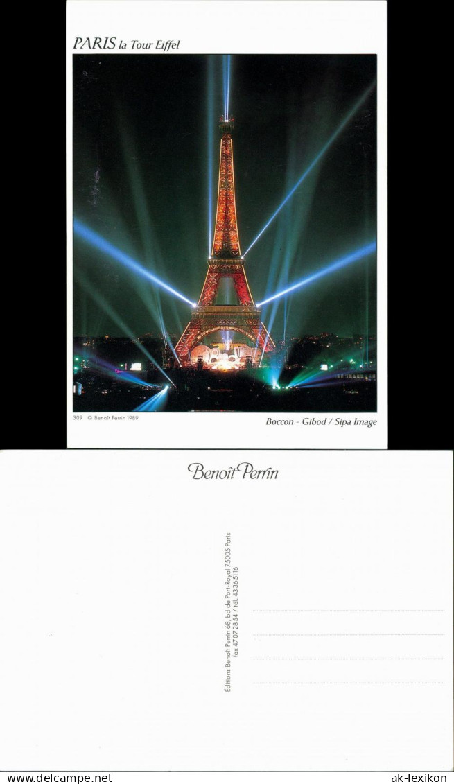 CPA Paris Eiffelturm bizarr beleuchtet, Nacht-/Abendaufnahme 1989